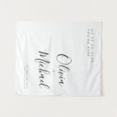 Aangepast welkomstteken voor bruiloft met locatiet wandkleed (Voorkant (horizontaal))