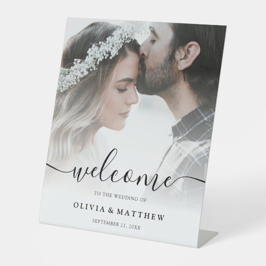 Aangepast welkomstteken voor bruiloft reclamebord met voetstuk (Voorkant)