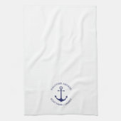 Aangepast welkomstwoord aan boord van blauw marine theedoek (Verticaal)