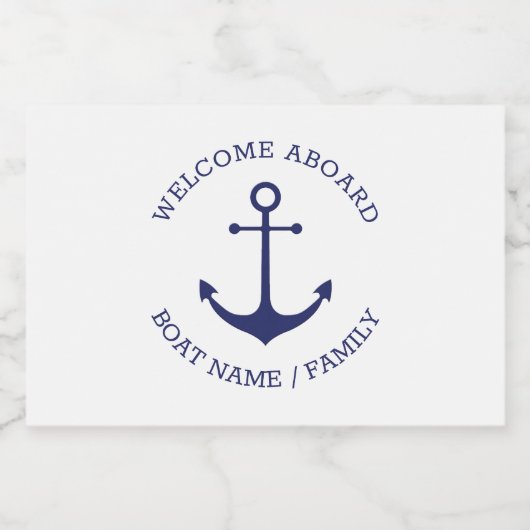 Aangepast welkomstwoord aan boord van zeemansjager sparkling wijnetiket (Enkel label)