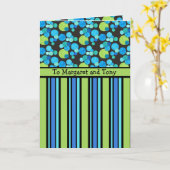 Aangepast Wenskaart: blauwe moons en stripes Kaart (Gele Bloem)