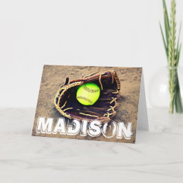 Aangepast Wenskaart voor Softball-handschoen Kaart