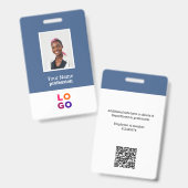 Aangepast werknemerslogo, foto, QR-code, naam Badge (Voor- en achterkant)