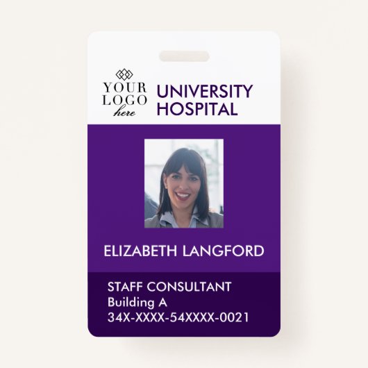 Aangepast werknemerspasje | Foto, Logo en kleur Badge (Voorkant)