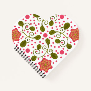 Aangepast Whimsical Roze Bloemmotief & Stippenpatr Notitieboek