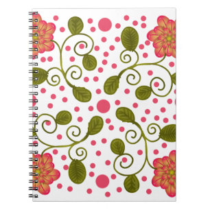 Aangepast Whimsical Roze Bloemmotief & Stippenpatr Notitieboek