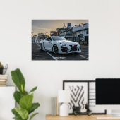 Aangepast Widebody Nissan GT-R met LEDs Poster (Thuiskantoor)