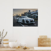 Aangepast Widebody Nissan GT-R met LEDs Poster (Keuken)