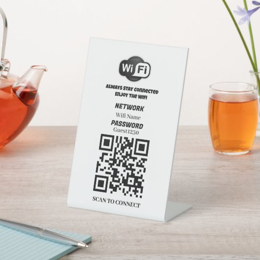 Aangepast WiFi QR Code Tabelteken Reclamebord Met Voetstuk (Insitu)