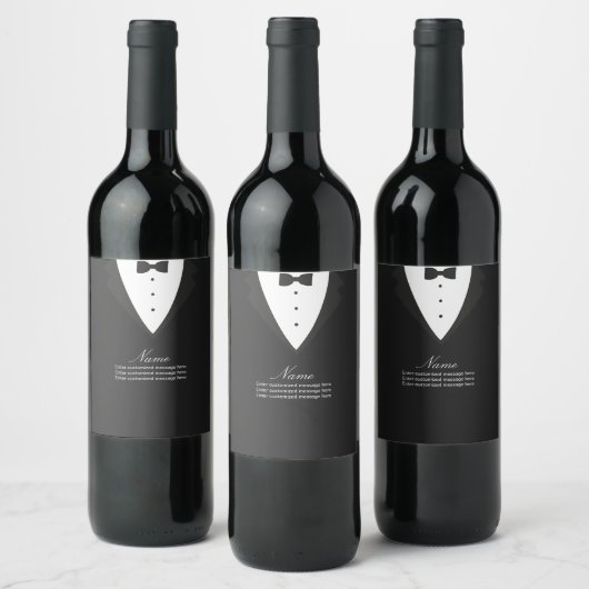 Aangepast wijnetiket of voedseletiket met Tux-jas Wijn Etiket (Flessen)