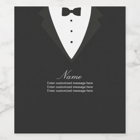 Aangepast wijnetiket of voedseletiket met Tux-jas Wijn Etiket (Enkel label)