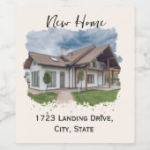 Aangepast wijnlabel - Nieuw huisgeschenk met adres Wijn Etiket (Enkel label)