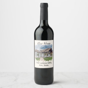 Aangepast wijnlabel - Nieuw huisgeschenk met adres Wijn Etiket