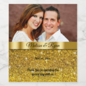 Aangepast wijnlabel voor trouwdag, goud glitters,  wijn etiket (Enkel label)