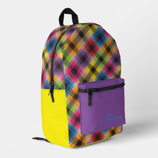 Aangepast wild plaid  bedrukte rugzak (Achterkant Hoek Links)