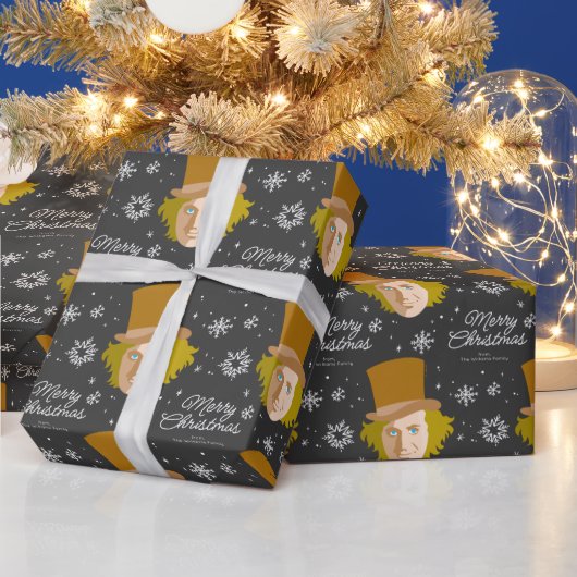 Aangepast Willy Wonka kerstsnowflake Grafisch Cadeaupapier (Feestdagen)