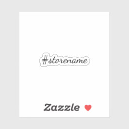 Aangepast # winkelnaam in cursief sticker