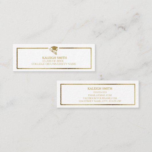 Aangepast wit Afstuderen Naam Kaart invoegen: Contactkaartje (Voorkant / Achterkant)