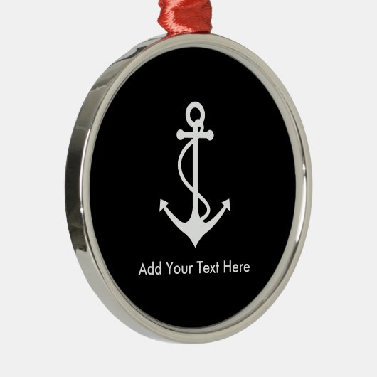 Aangepast wit anker Voeg je eigen tekst toe Metalen Ornament (Rechts)