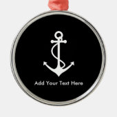 Aangepast wit anker Voeg je eigen tekst toe Metalen Ornament (Voorkant)