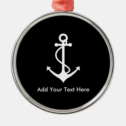 Aangepast wit anker Voeg je eigen tekst toe Metalen Ornament (Voorkant)