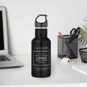 Aangepast wit bedrijfslogo merk zwart waterfles 