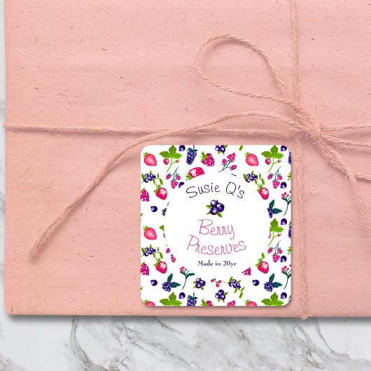 Aangepast wit・Berry behoudt DIY Canning Vierkante Sticker