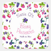 Aangepast wit・Berry behoudt DIY Canning Vierkante Sticker (Voorkant)