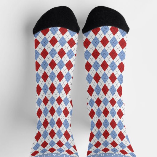 Aangepast wit blauw rood argyle patroon sokken (Top)