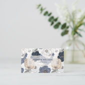 Aangepast Wit Blauw Roze Bloemen Patroon Professio Visitekaartje (Staand voorkant)
