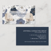 Aangepast Wit Blauw Roze Bloemen Patroon Professio Visitekaartje (Voorkant / Achterkant)