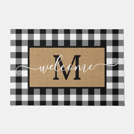 Aangepast wit buffel Controleer het patroon Deurmat (Voorkant)