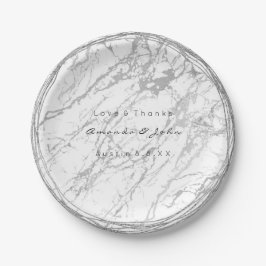 Aangepast wit Carrara Silver Marble Papieren Bordje