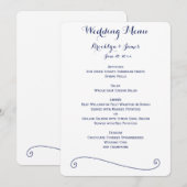 Aangepast wit en blauw trouwmenu menu (Voorkant / Achterkant)