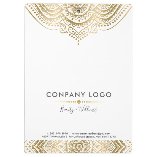 Aangepast wit en  goud Mandala Lace Klembord (Achterkant)