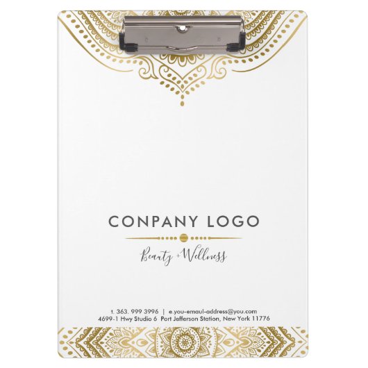 Aangepast wit en goud Mandala Lace Klembord (Voorkant)