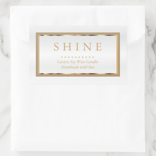 Aangepast wit en goud rechthoekige sticker (Tas)