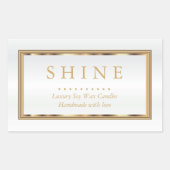 Aangepast wit en goud rechthoekige sticker (Voorkant)