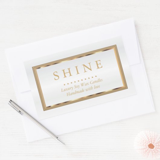 Aangepast wit en goud rechthoekige sticker (Envelop)