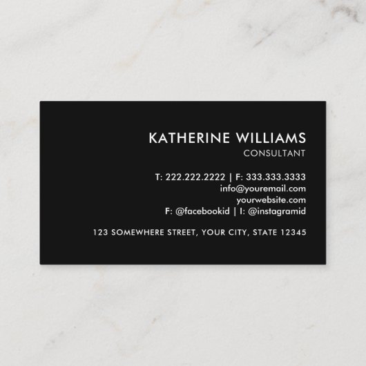 Aangepast wit en zwart monogram Professional Visitekaartje (Achterkant)