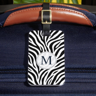 Aangepast wit en zwart zebra streep dier patroon bagagelabel