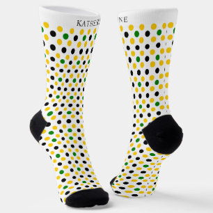 Aangepast wit geel groen zwart polkadot ontwerp sokken