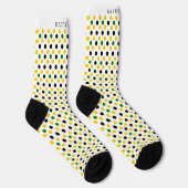 Aangepast wit geel groen zwart polkadot ontwerp sokken (Rechts)