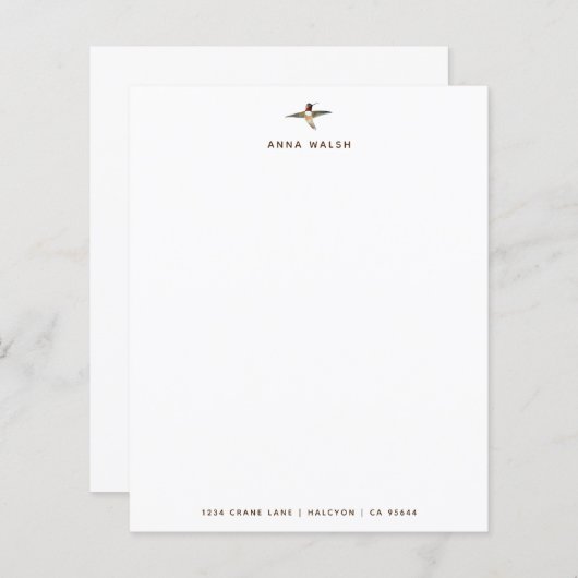 Aangepast wit kolibrie briefpapier (Voorkant / Achterkant)