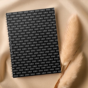 Aangepast wit Logo voor bedrijven op zwart patroon Notitieboek