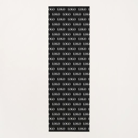 Aangepast wit Logo voor bedrijven op zwart patroon Yogamat (Voorkant)