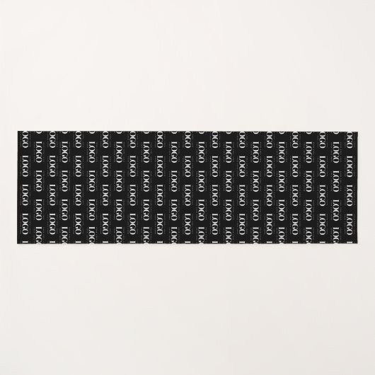 Aangepast wit Logo voor bedrijven op zwart patroon Yogamat (Voorkant (horizontaal))