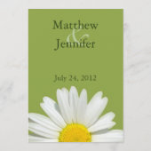 Aangepast wit madeliefje bruiloft receptie diner m menu (Achterkant)