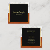 Aangepast wit marmer bruin hout - Moderne goudprij Vierkante Visitekaartje (Voorkant / Achterkant)