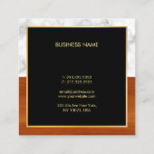 Aangepast wit marmer bruin hout - Moderne goudprij Vierkante Visitekaartje (Achterkant)